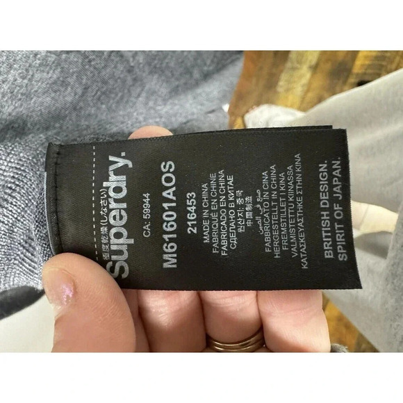 Superdry Idris Elba Mens Gray Pullover Knit 100% Merino Wool Sweater - Picture 8 of 9